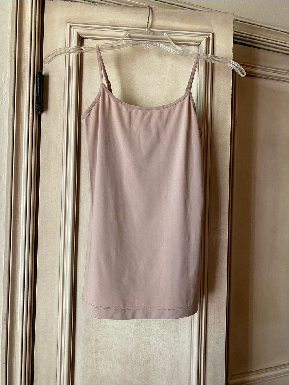 Cabernet Women's Beige Solid Stretch Adjustable Strap Camisole Tank Top, S